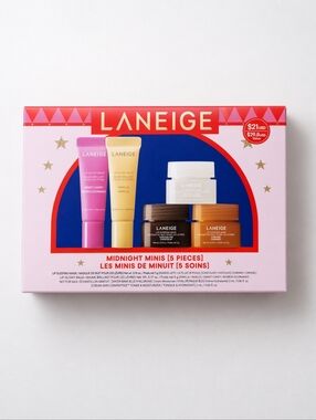 LANEIGE Midnight Minis Lip Care Set (5 Piece) Lip Sleeping Mask & Lip Glowy Balm